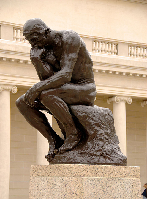 Поза мыслителя названа в честь скульптуры Родена: именно так выглядит поза, которая облегчает дефекацию в положении сидя. Источник: Википедия