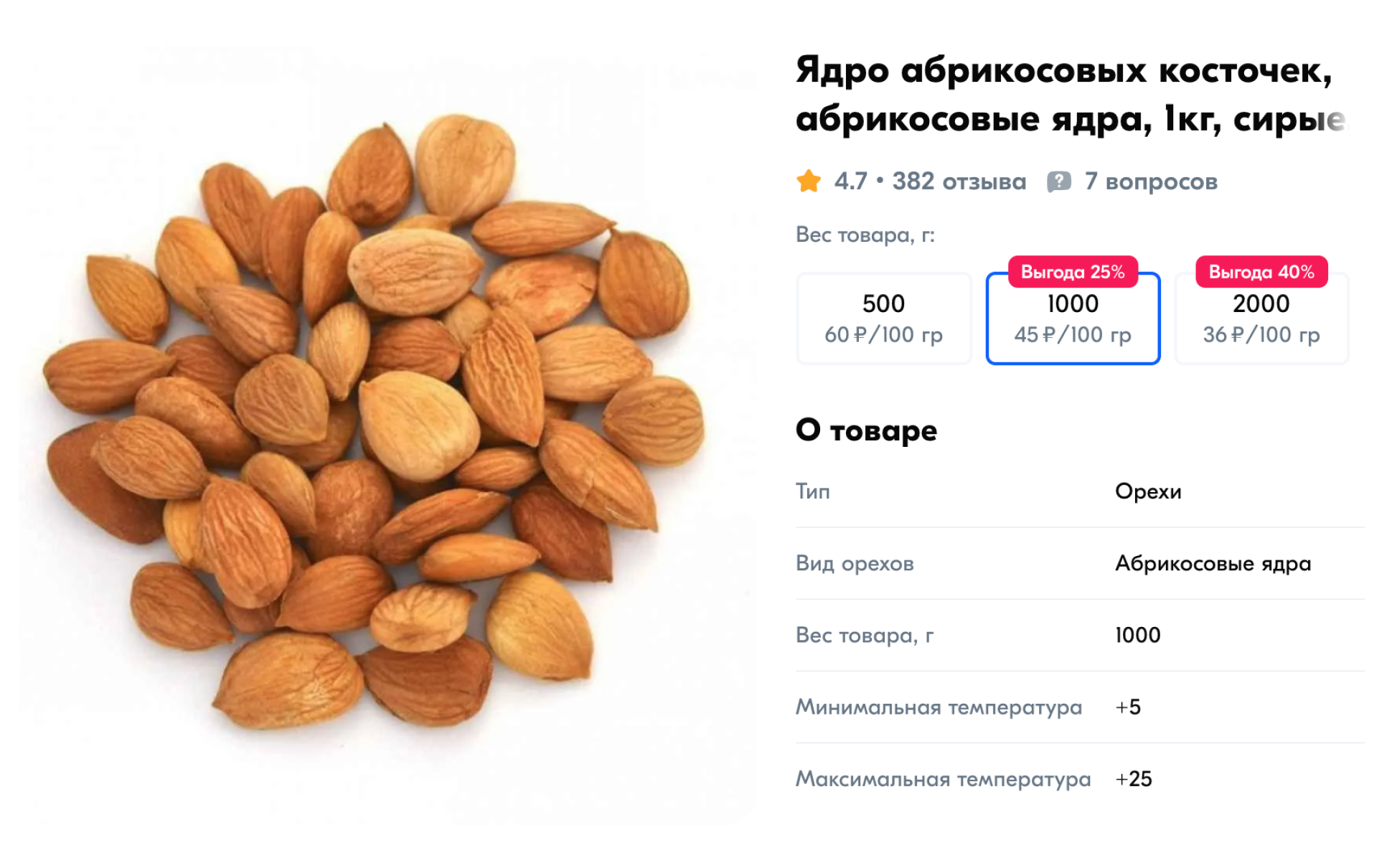 Сырые ядра абрикосовых косточек из Таджикистана. Не указан ни сорт, ни горький он или сладкий. Источник: ozon.ru