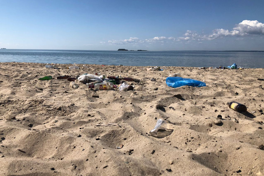 Так выглядел пляж до того, как мы с командой взялись за него: бутылки, пакеты и прочий мусор