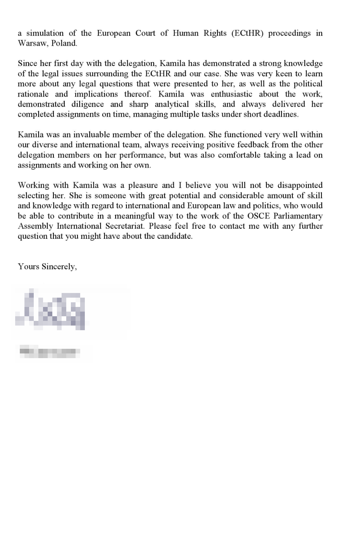 Рекомендательное письмо, которое написала моя преподавательница из Маастрихтского университета для стажировки