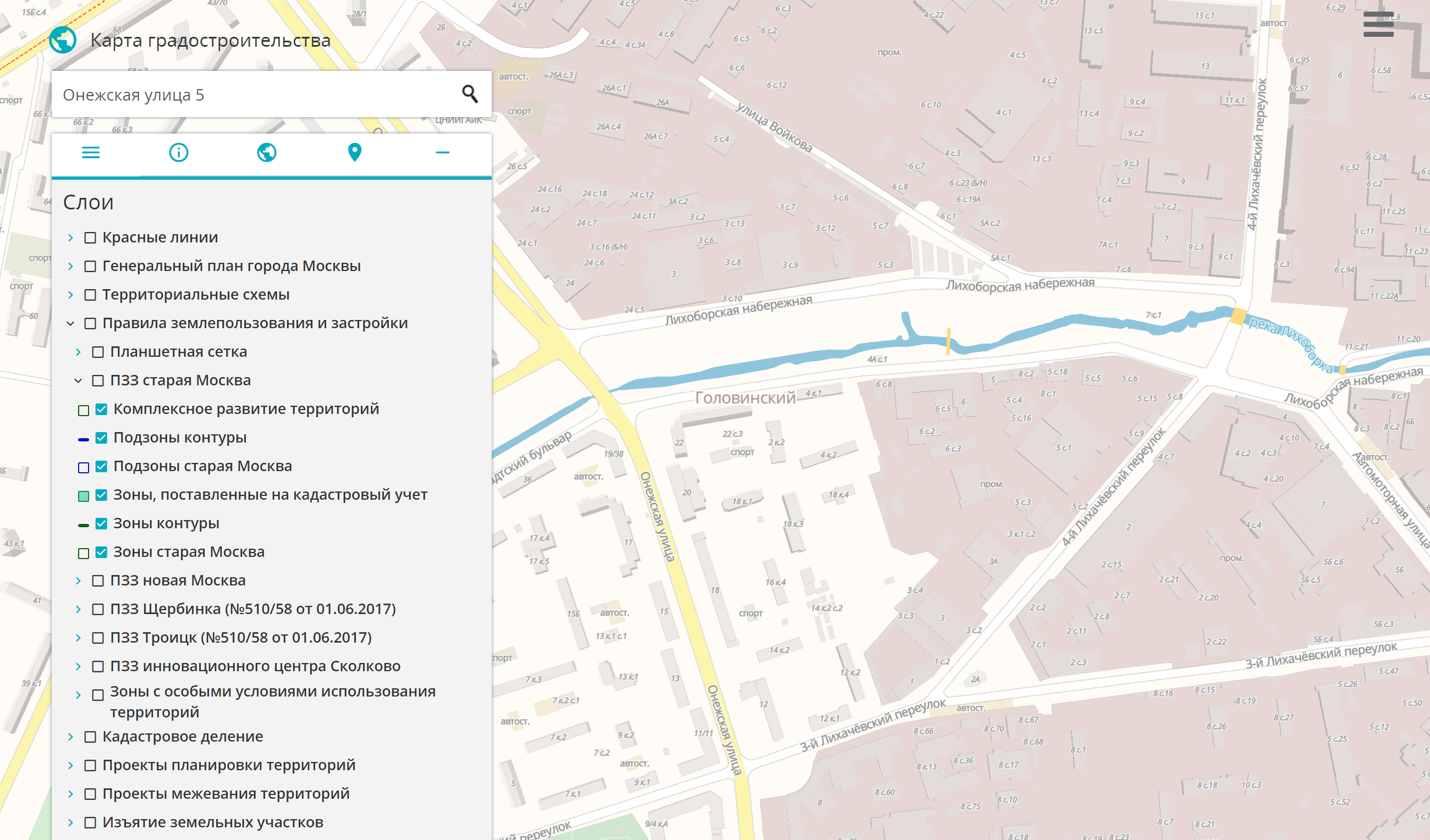 Это карта градостроительства на портале ИАИС ОГД Москвы. Чтобы на карте отобразилось КРТ, необходимо в разделе «Слои» выбрать ПЗЗ и отметить «Комплексное развитие территорий»