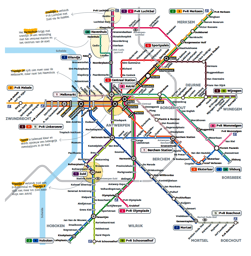 Схема транспортной системы Антверпена