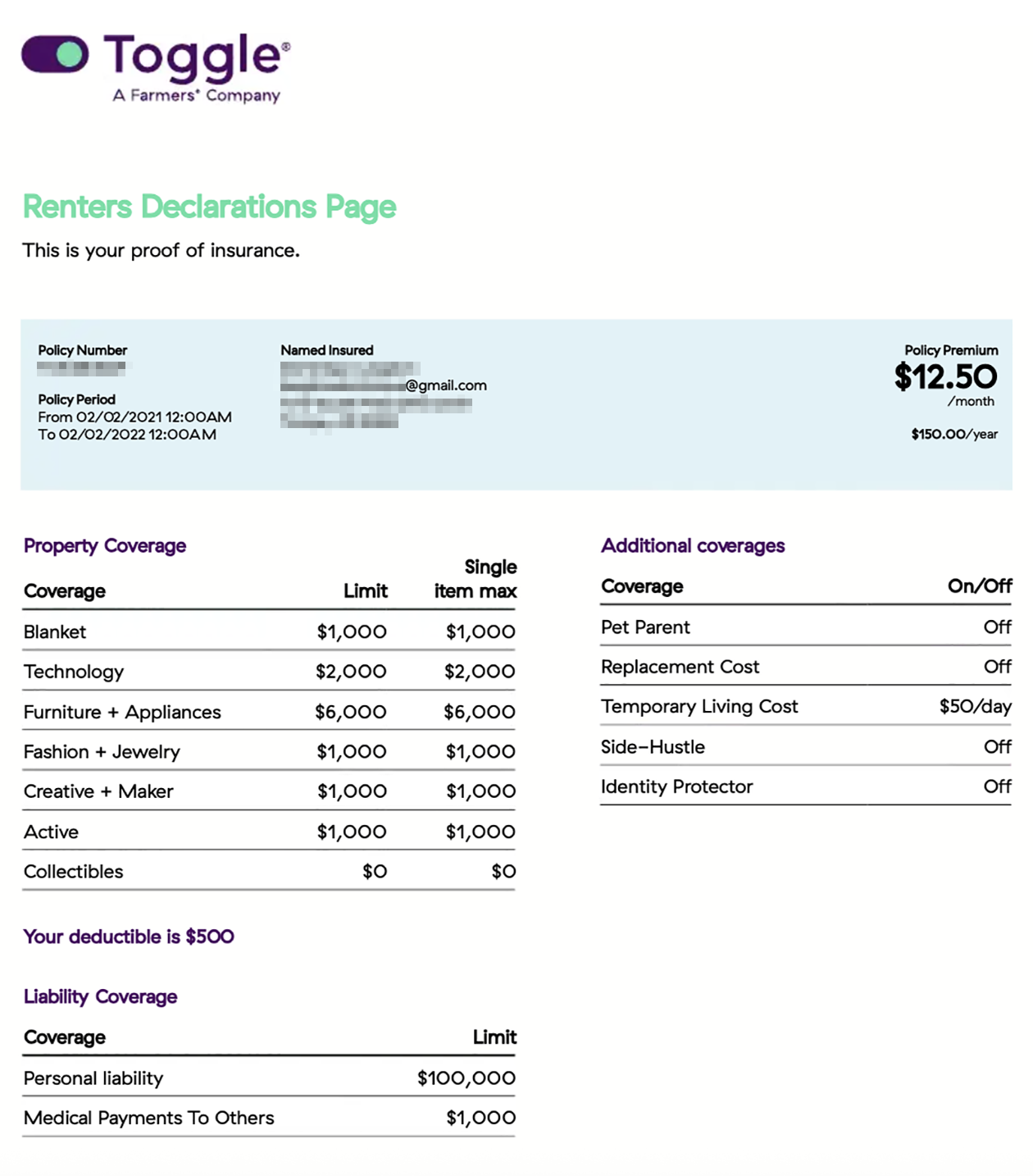 Страховой полис арендатора. За 150 $ ( ₽) в год застрахована электроника, мебель и ювелирные изделия. А если квартира станет непригодной для жизни, застрахованный получит 50 $ ( ₽) в день на съем временного жилья