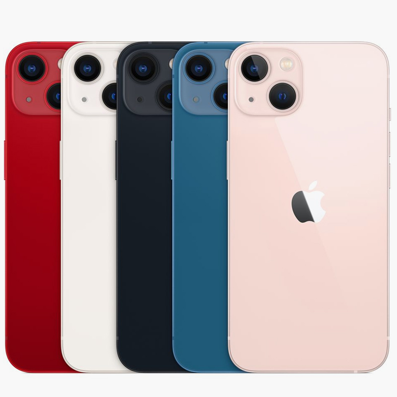Все расцветки 13 и 13 mini — PRODUCT(RED), «Сияющая звезда», «Темная ночь», «Синий», «Розовый». Источник: «Эпл»