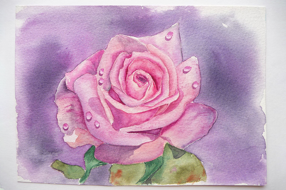 Когда я только начинала учиться, очень любила рисовать цветы, особенно розы