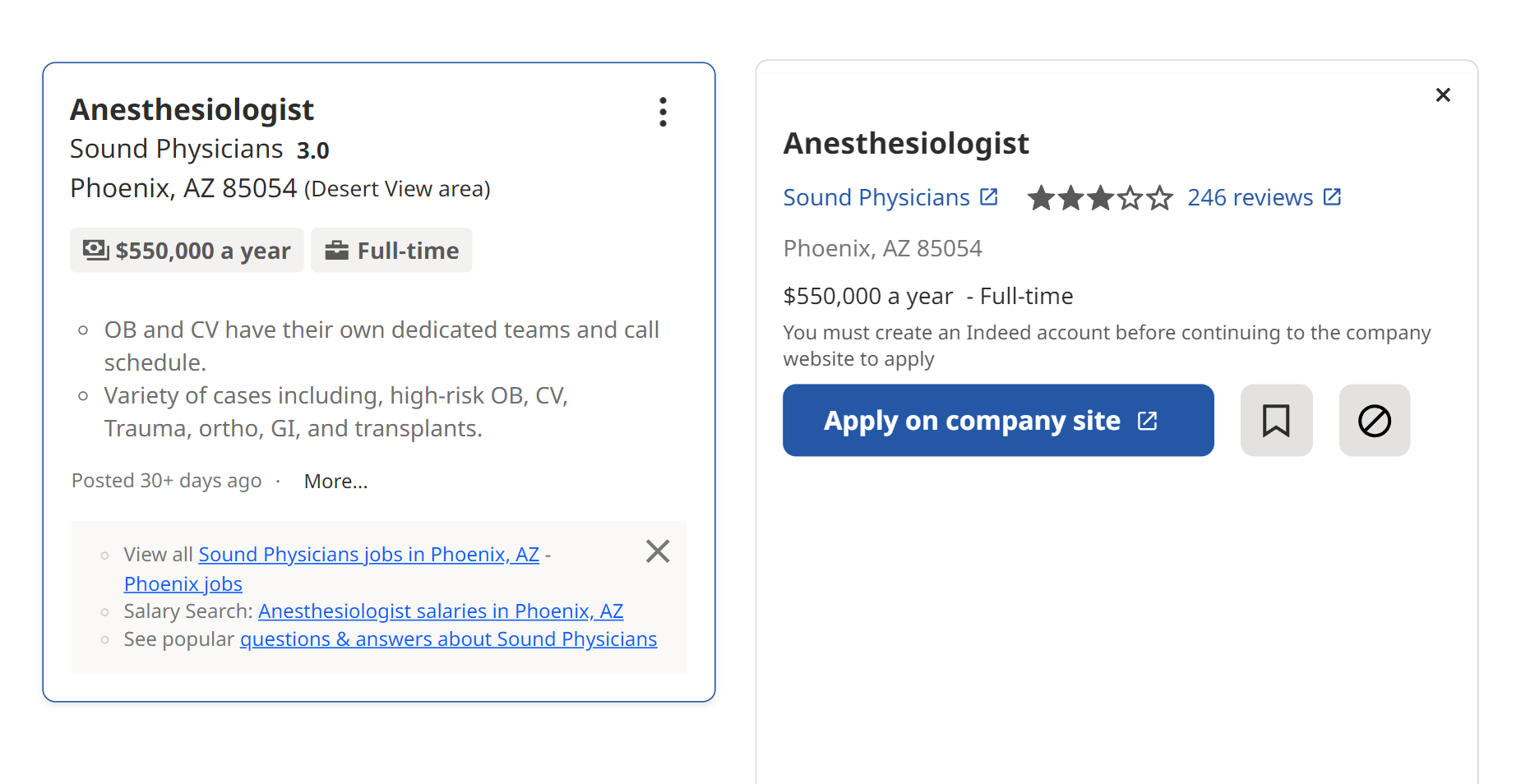 Анестезиологу предлагают от 550 000 $ (42 171 250 ₽) в год. Источник: indeed.com