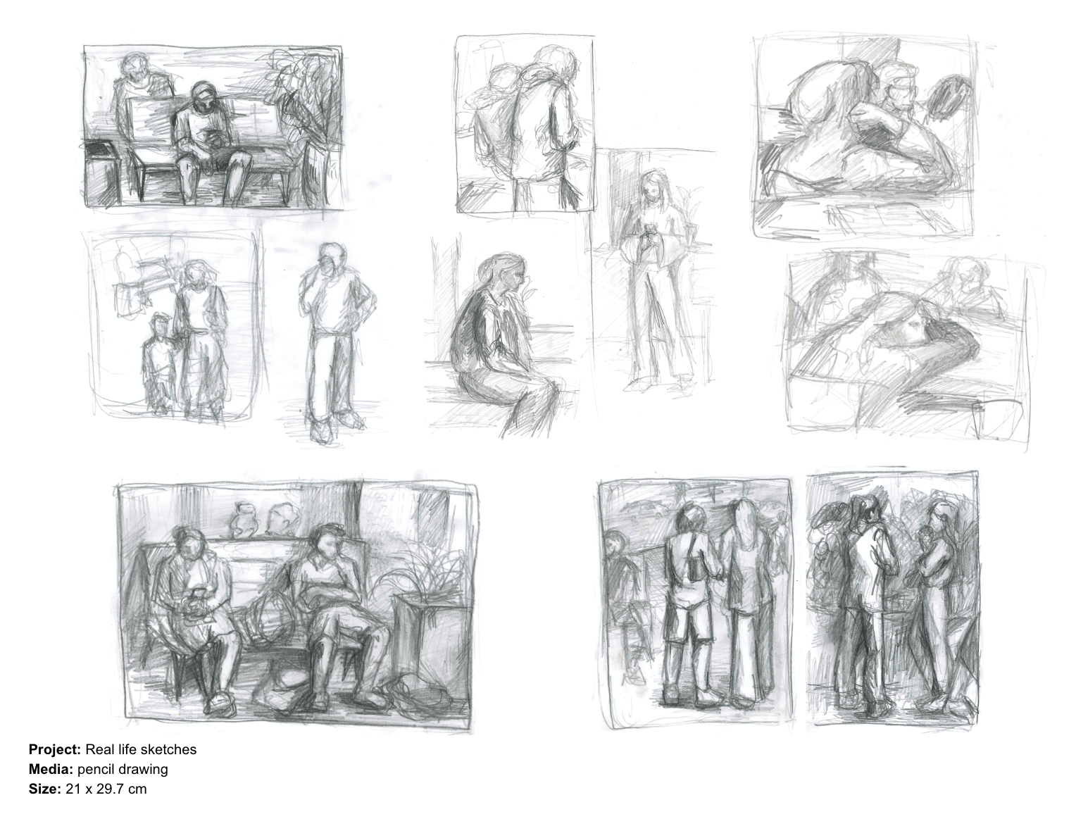 На слайде — рисунки с натуры как пример навыка визуализации. Источник: портфолио нашей студентки Надежды Кадачиговой