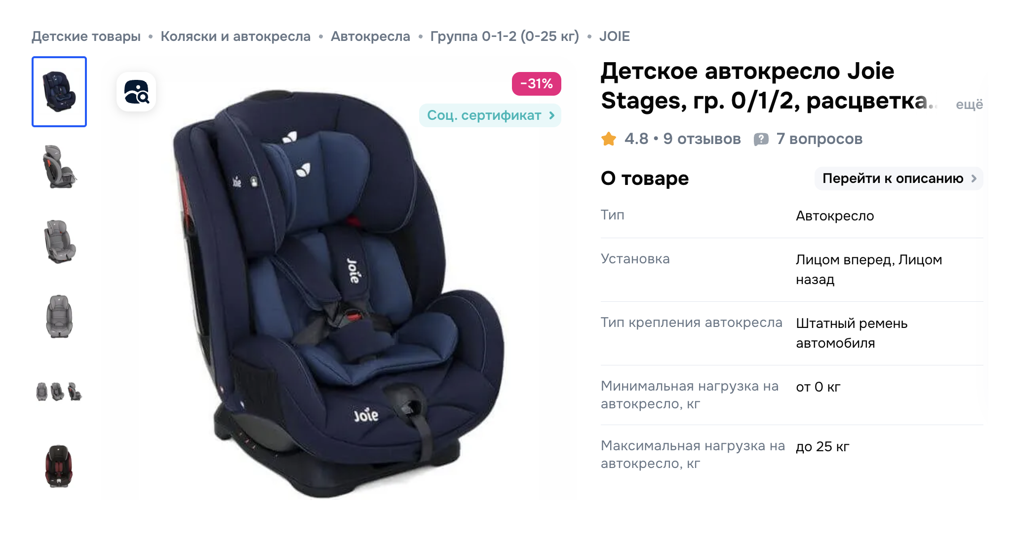 Так выглядит пятиточечная фиксация. Источник: ozon.ru