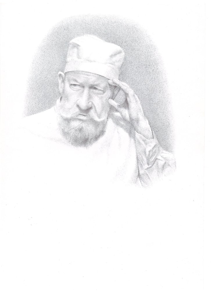 Профессор Преображенский, бумага формата А4, черная шариковая ручка, 2009 год