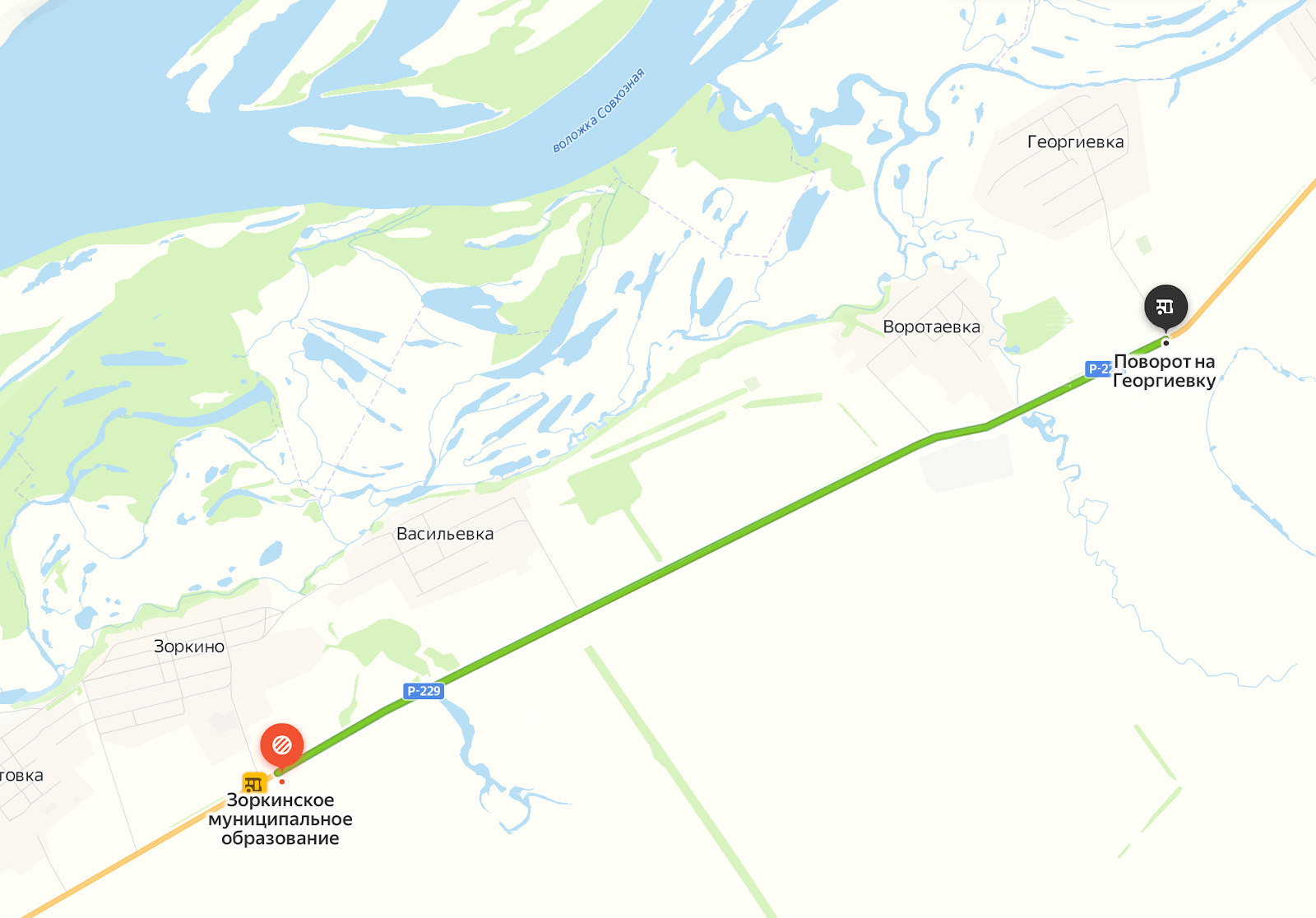 7,7 км я проехала на маршрутке между деревнями, а потом снова шла. Источник: «Яндекс-карты»