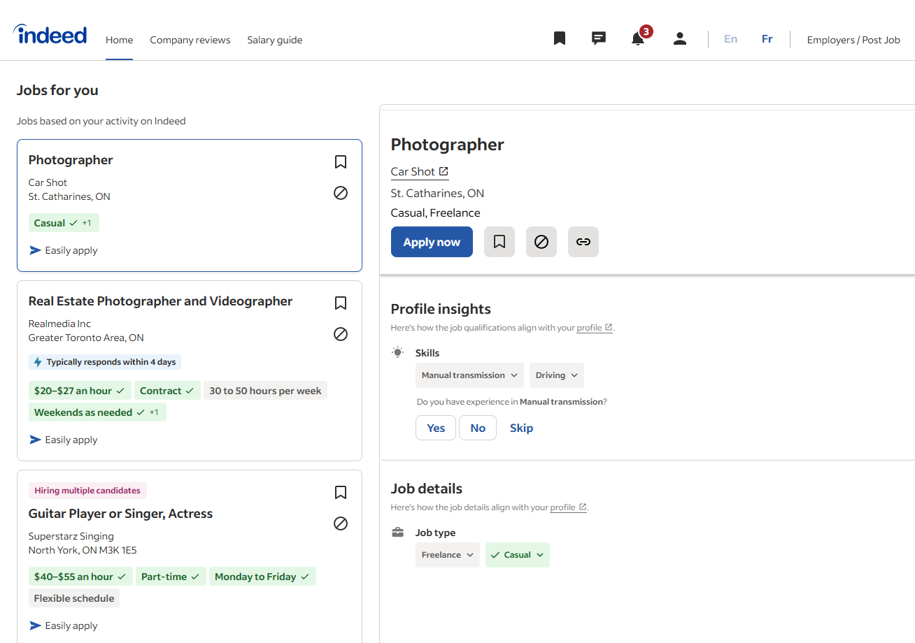 Вакансии на платорме Indeed. Обычно вижу там 100 и более объявлений по моей теме. Время от времени мне звонят разные компании и предлагают работу на полную занятость, но чаще всего зарплата там ниже, чем хотелось бы
