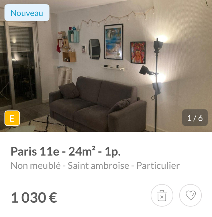 Еще одна особенность жилья в Париже — в центральных районах мало просторных квартир. В 2024 году Сатинэ видела разные объявления, например студию 15 м² с душевой кабиной прямо на кухне за 900 €⁣ ( ₽). Увы, это норма для французской столицы, и квартиры 24 м², как в этом объявлении, считаются хорошим вариантом. Сатинэ в итоге удалось снять студию 20 м²