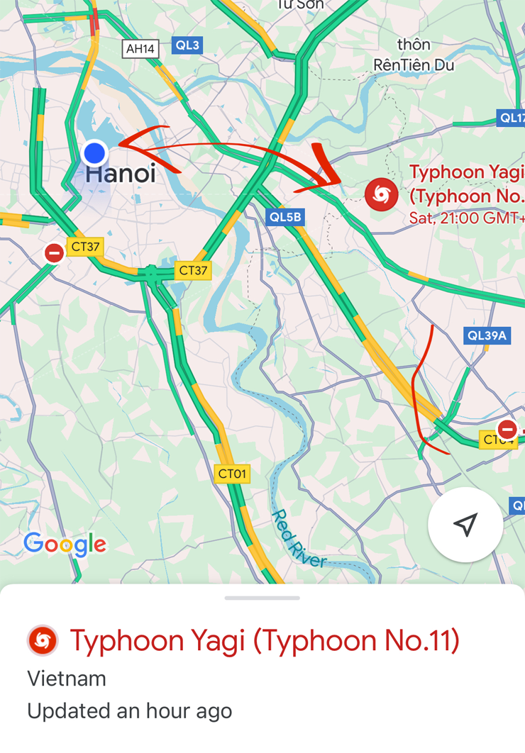 Приближение «Яги» я отслеживала в «Гугл-картах». Было волнительно, но интересно. Источник: google.com/maps