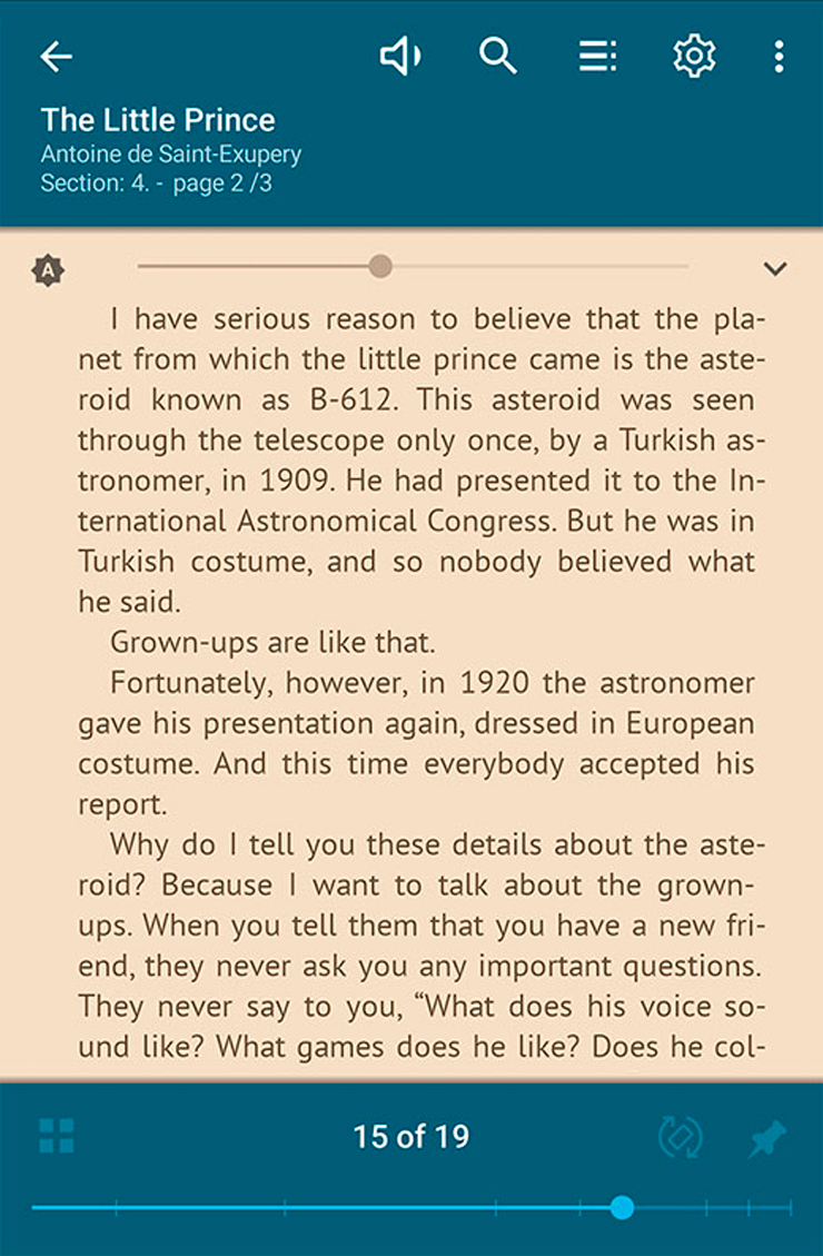 В приложении можно прослушать выделенный фрагмент текста. Источник: readera.org