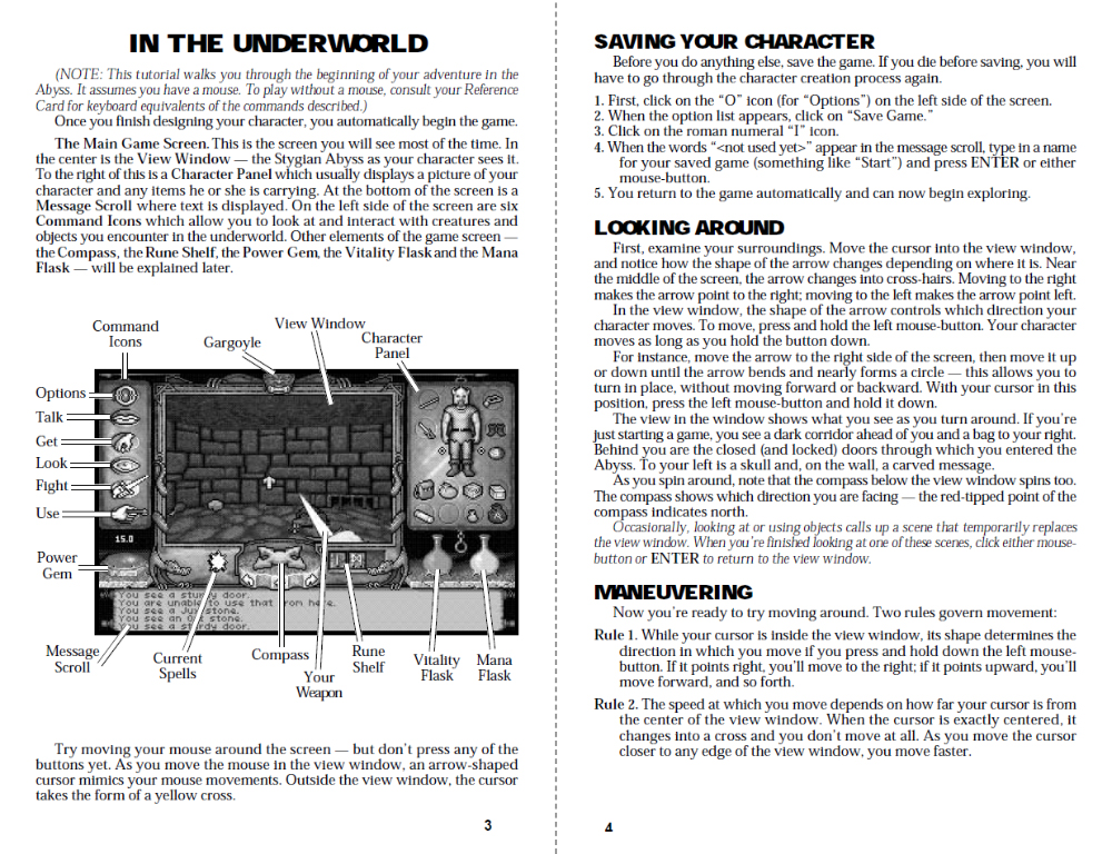 Разворот из манула Ultima Underworld. Источник: Blue Sky Productions