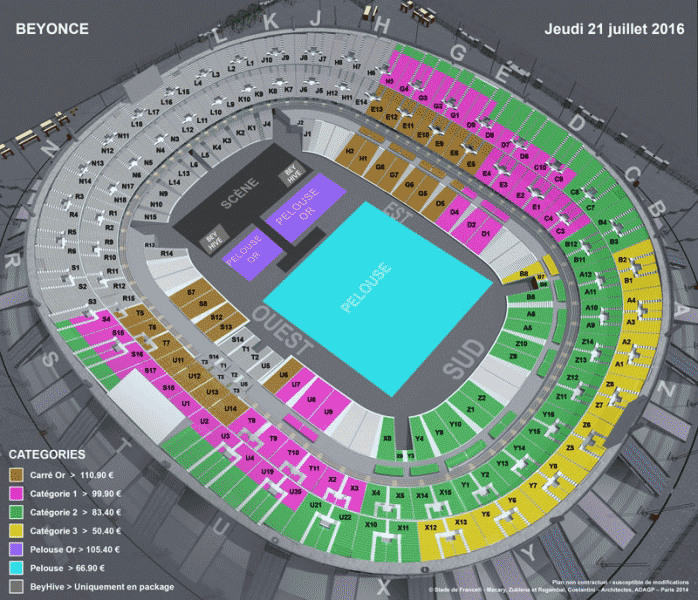 Схема стадиона «Стад де Франс» на концерт Бейонсе. Я купила билет в зоне Е3 за 7050 ₽