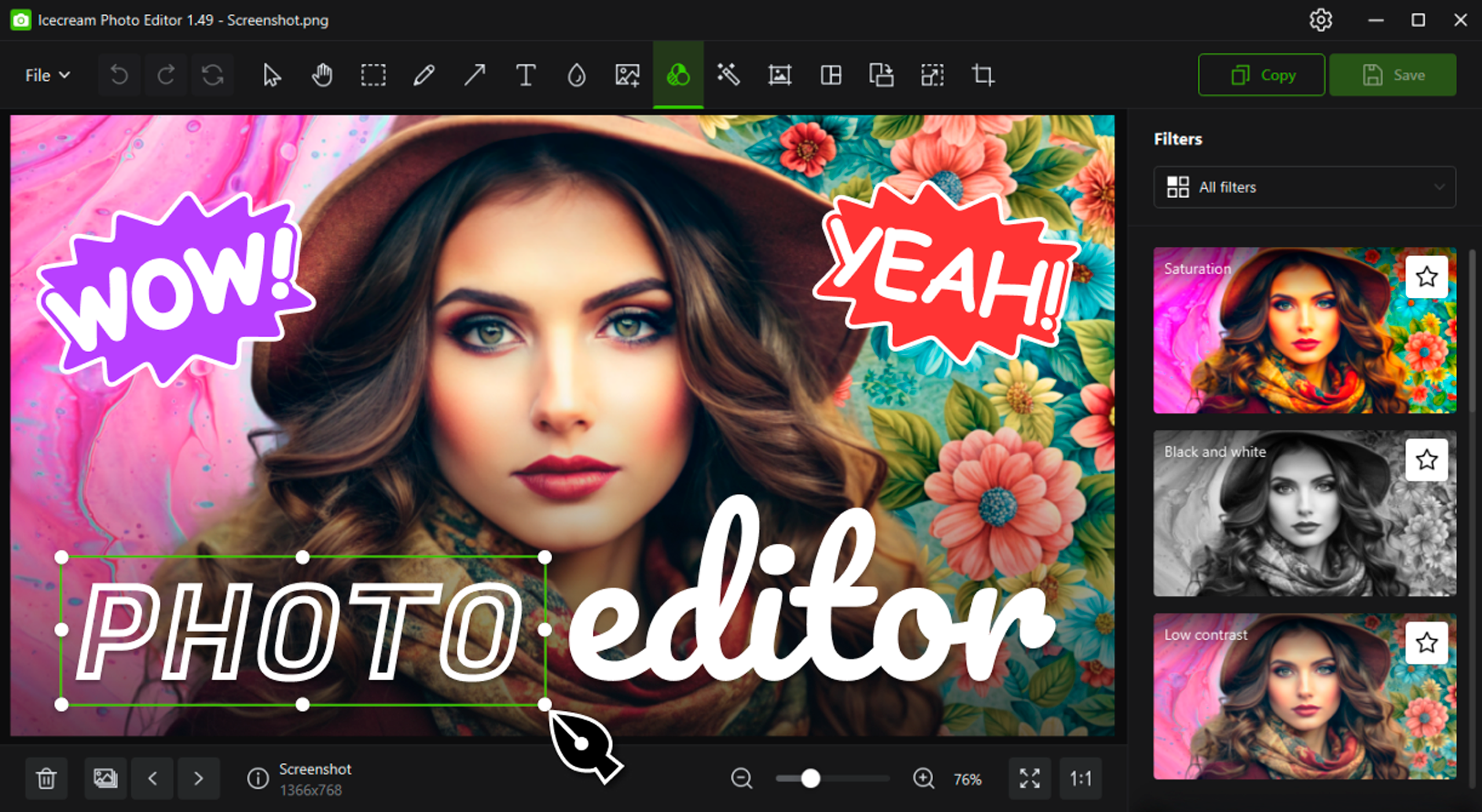 Приложение похоже на мобильный фоторедактор с предустановленными пресетами. Источник: apps.microsoft.com