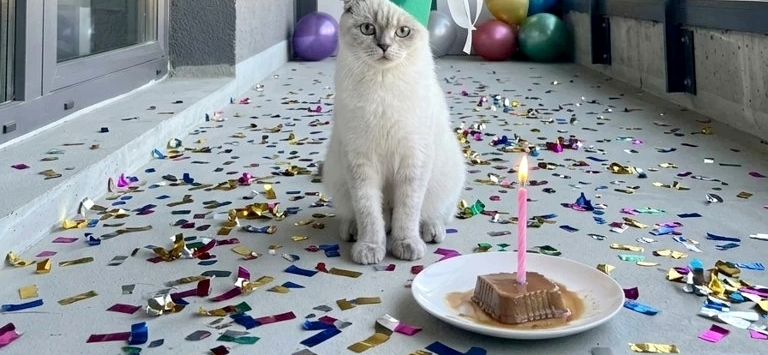 Фото питомца: кошка Луна отмечает свой пятимесячный день рождения