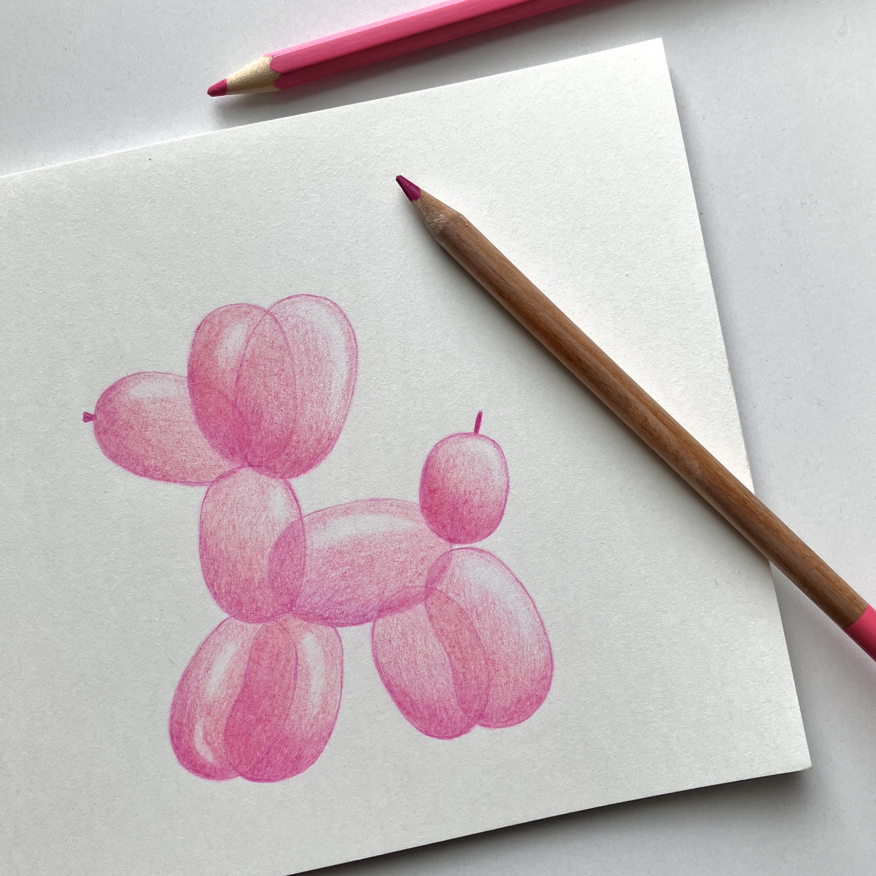 Мой рисунок: собака из шариков цветными карандашами