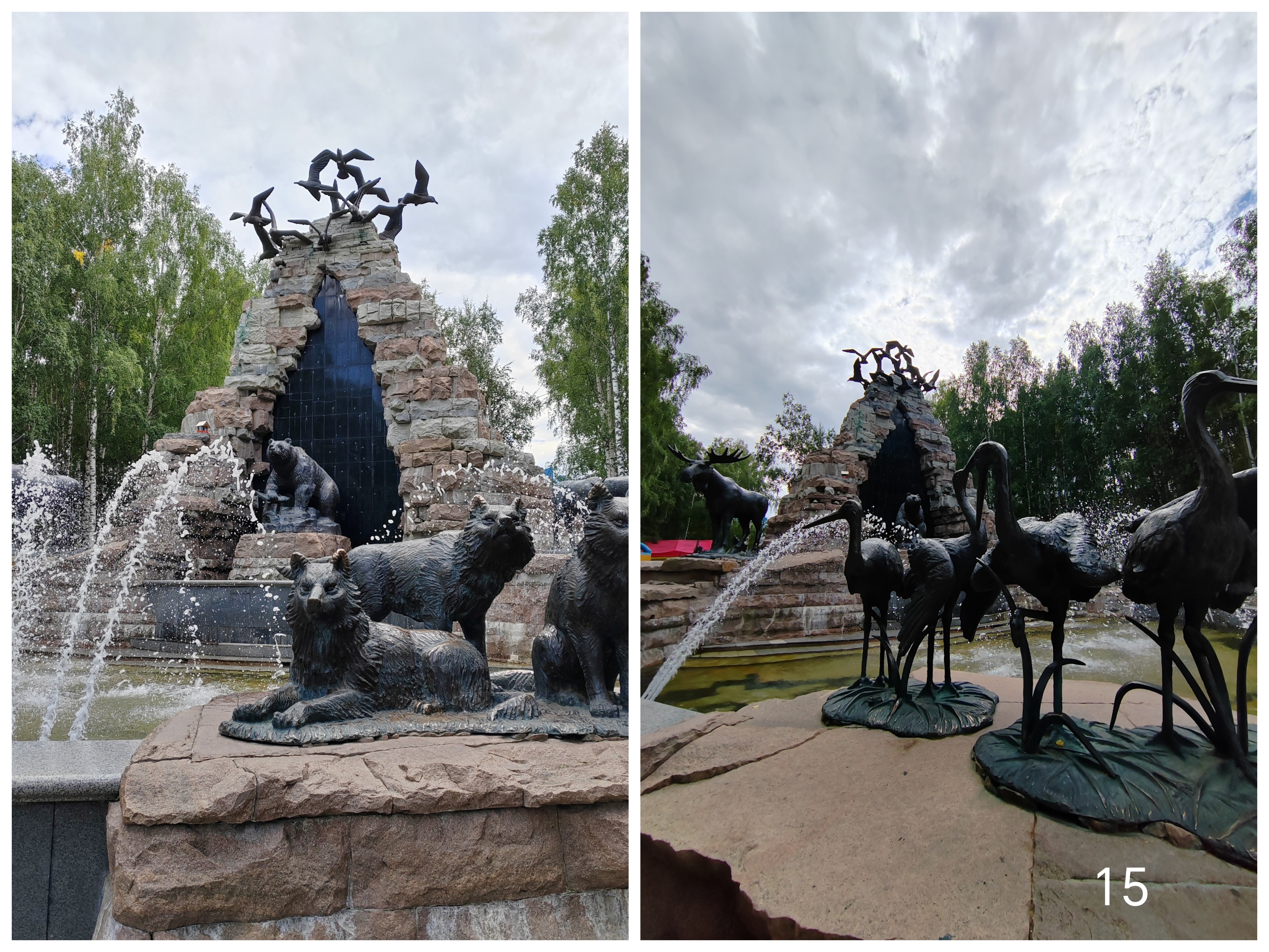 В парке симпатичные скульптуры