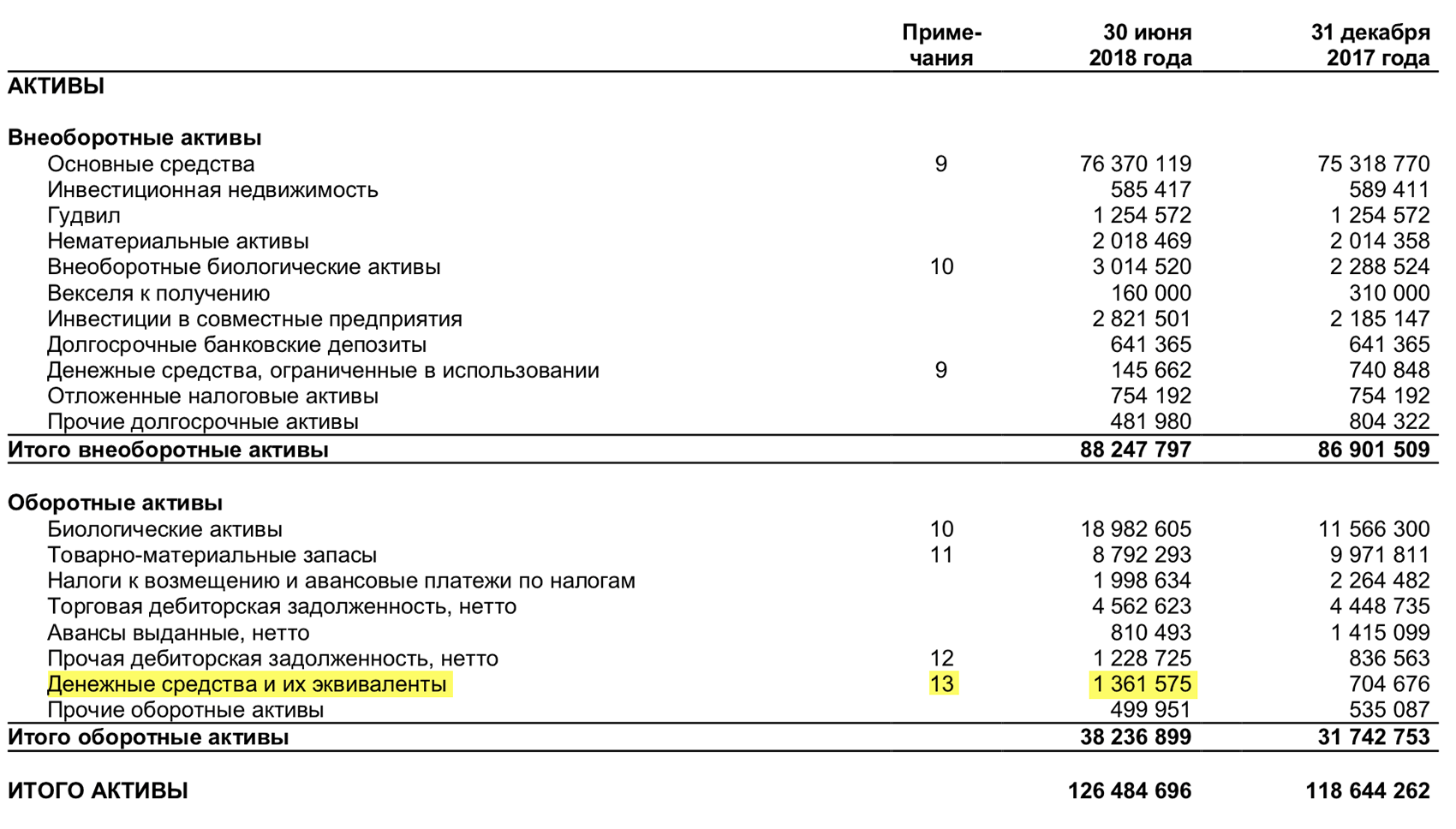 Отчет о финансовом положении «Черкизово» за 1 полугодие 2018 года, стр. 4
