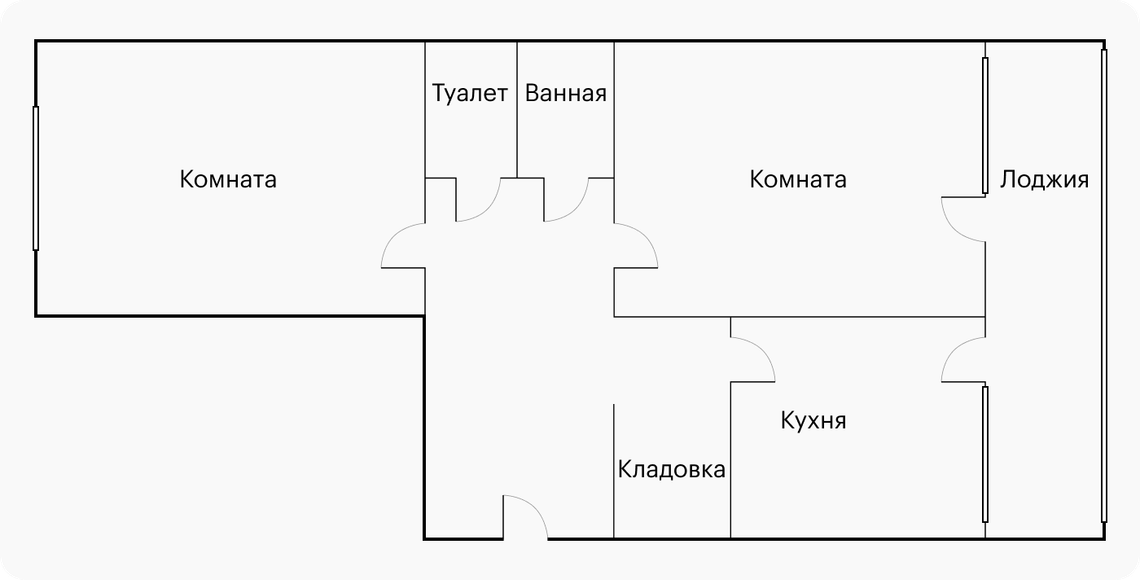 Планировка трехкомнатной «распашонки»:
