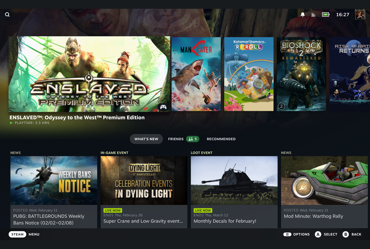 Steam в режиме Big Picture. Такой же интерфейс у Steam Deck. © Steam