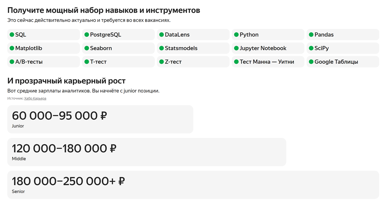 Какие навыки освоит ученик курса «Аналитик данных». Источник: practicum.yandex.ru