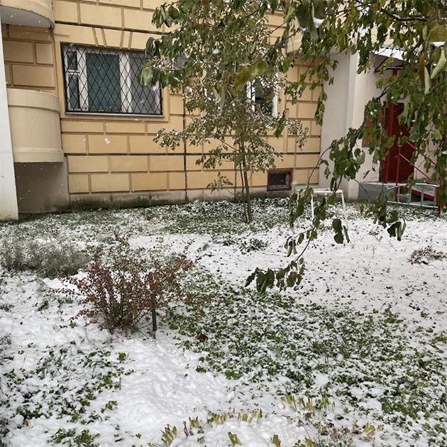 Сегодня в Москве выпал первый снег, а Л. на летней резине. Надеюсь, ездить будет аккуратно