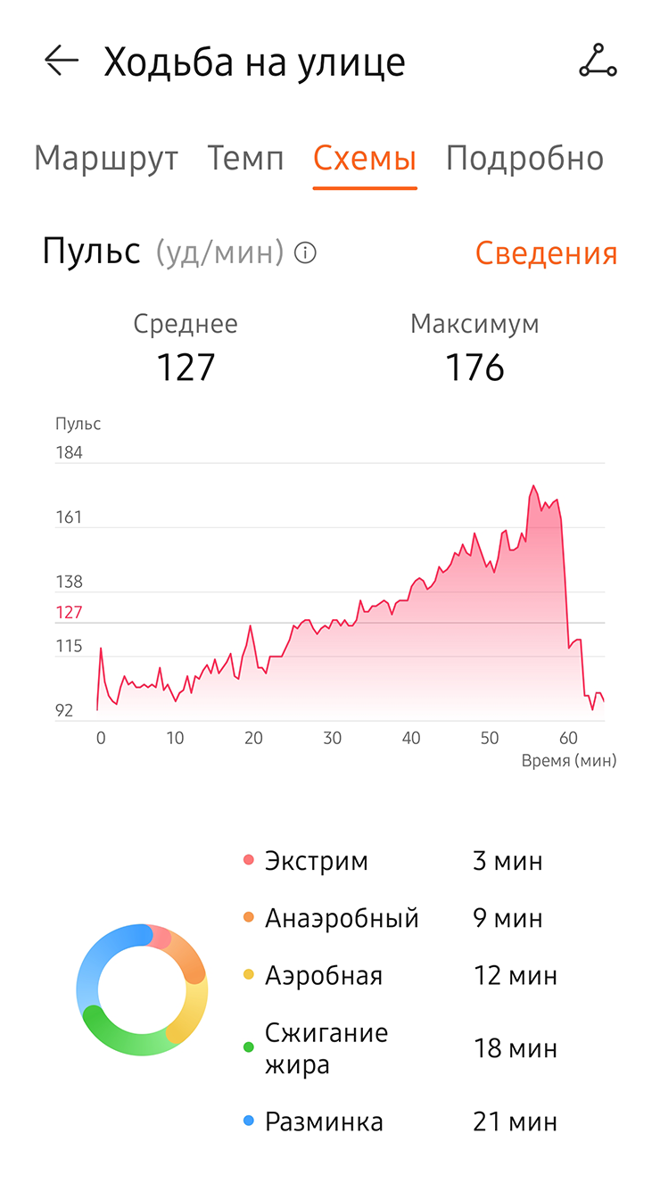 Статистика прогулки днем