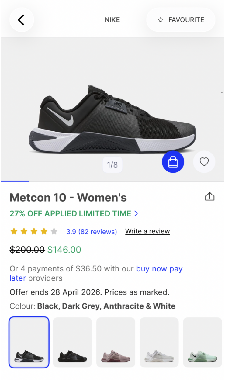 В посылке оказались кроссовки меньшего размера. Мой размер обуви — 39, но у Nike беру 41