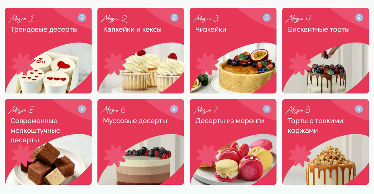 Разные модули моих кулинарных курсов