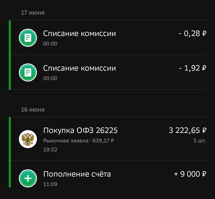 Вчера купил ОФЗ, проверяю размер комиссии