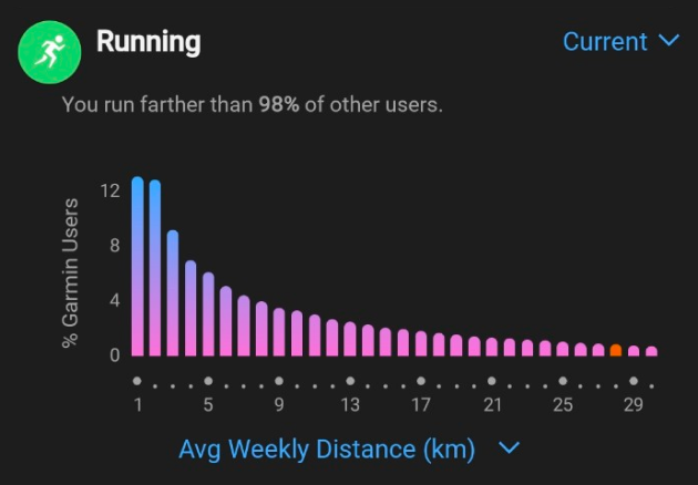 Каждый день я начинаю и завершаю с изучения показателей в приложении Garmin: качество сна, количество шагов, минуты активности, пульс и много чего еще. Я бегаю больше, чем 98% пользователей