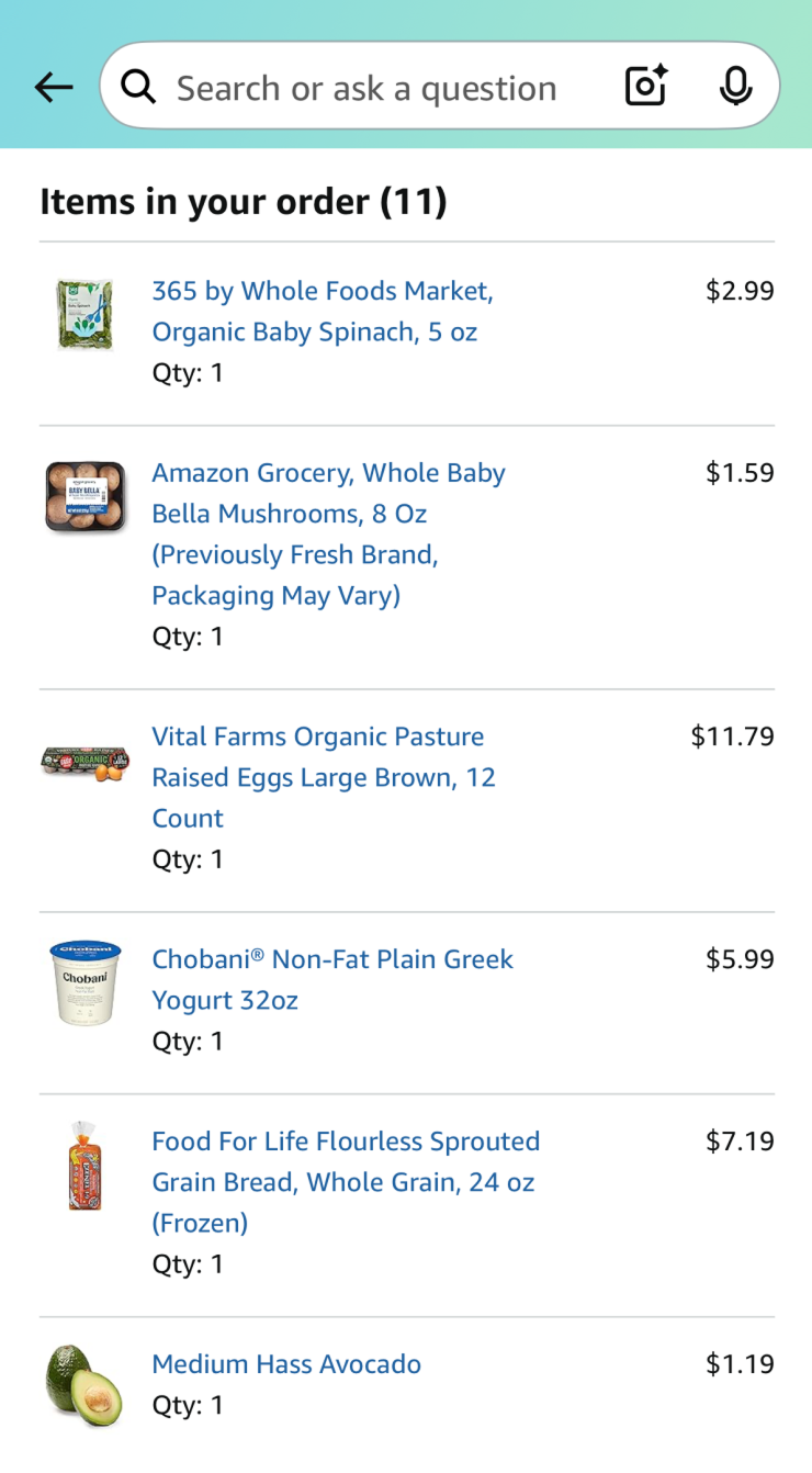 Часть заказа