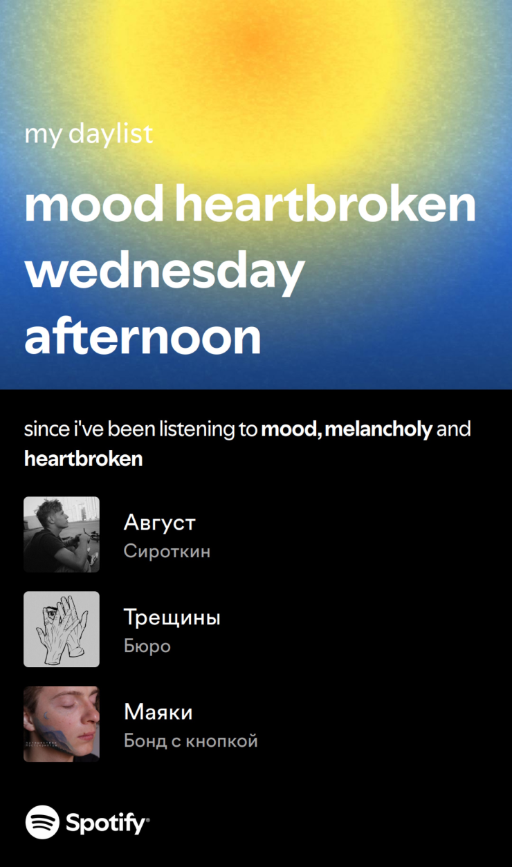 Сегодня Spotify создает меланхоличное настроение