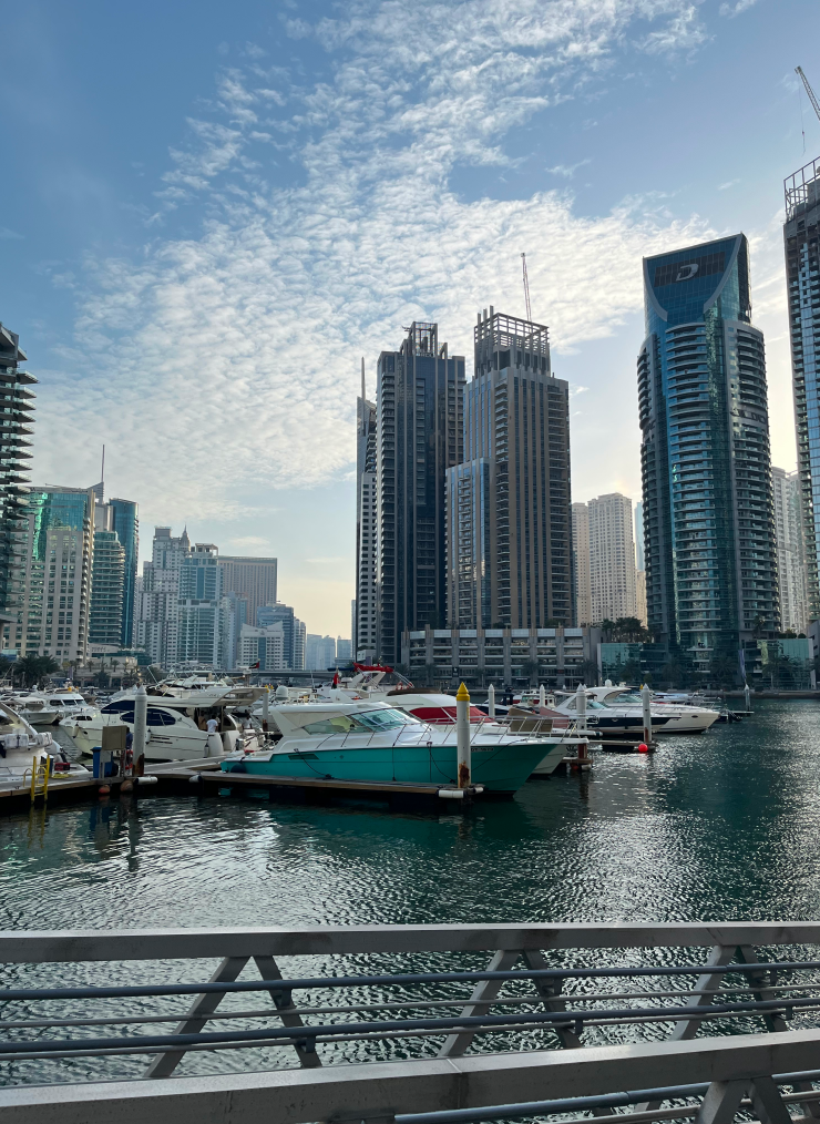 Dubai Marina Bay и наша водная маршрутка