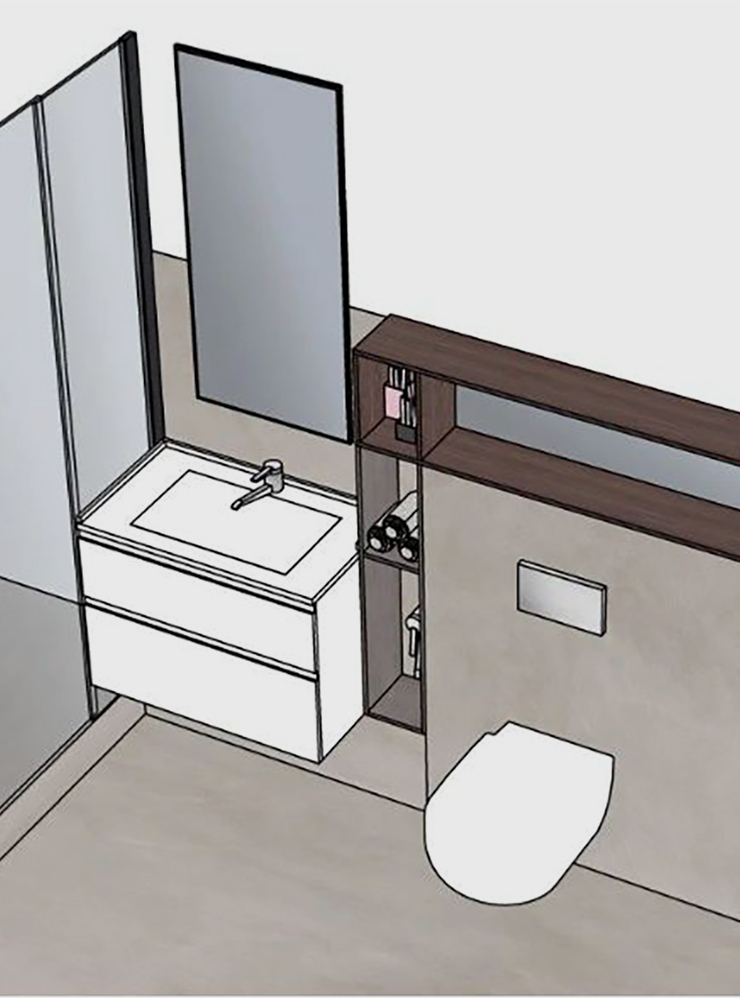 Эскиз обстановки туалетной комнаты