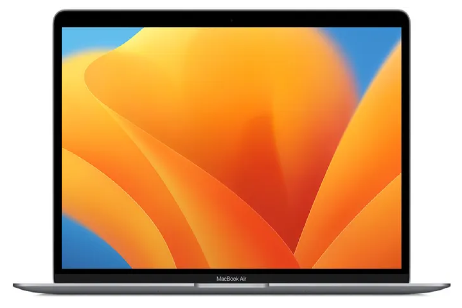 Серебристый MacBook Air на процессоре M1. Также он доступен в золотом и темно-сером цветах