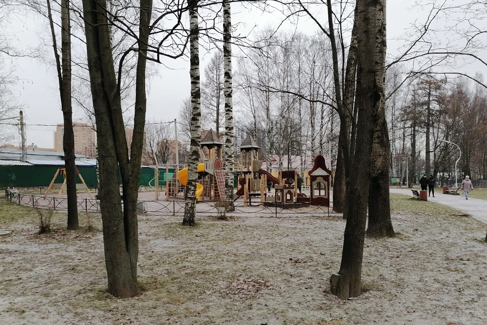 Недалеко от дома есть парк, там тоже стоят детские площадки. Мы часто ходим в парк с ребенком, здесь спокойно, и ребенок может набегаться