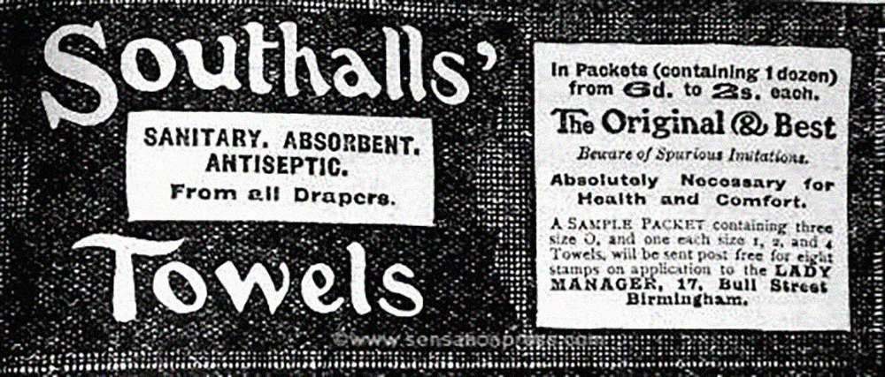 Вырезка из журнала 1913 года. В рекламе говорится, что прокладки абсолютно необходимы для здоровья и комфорта. Источник: mum.org