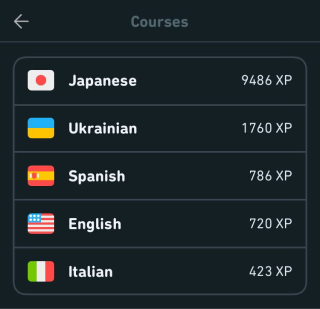 За год постоянного использования приложения я набрал 9486 очков по японскому. Остальные языки учил несерьезно и быстро их забросил