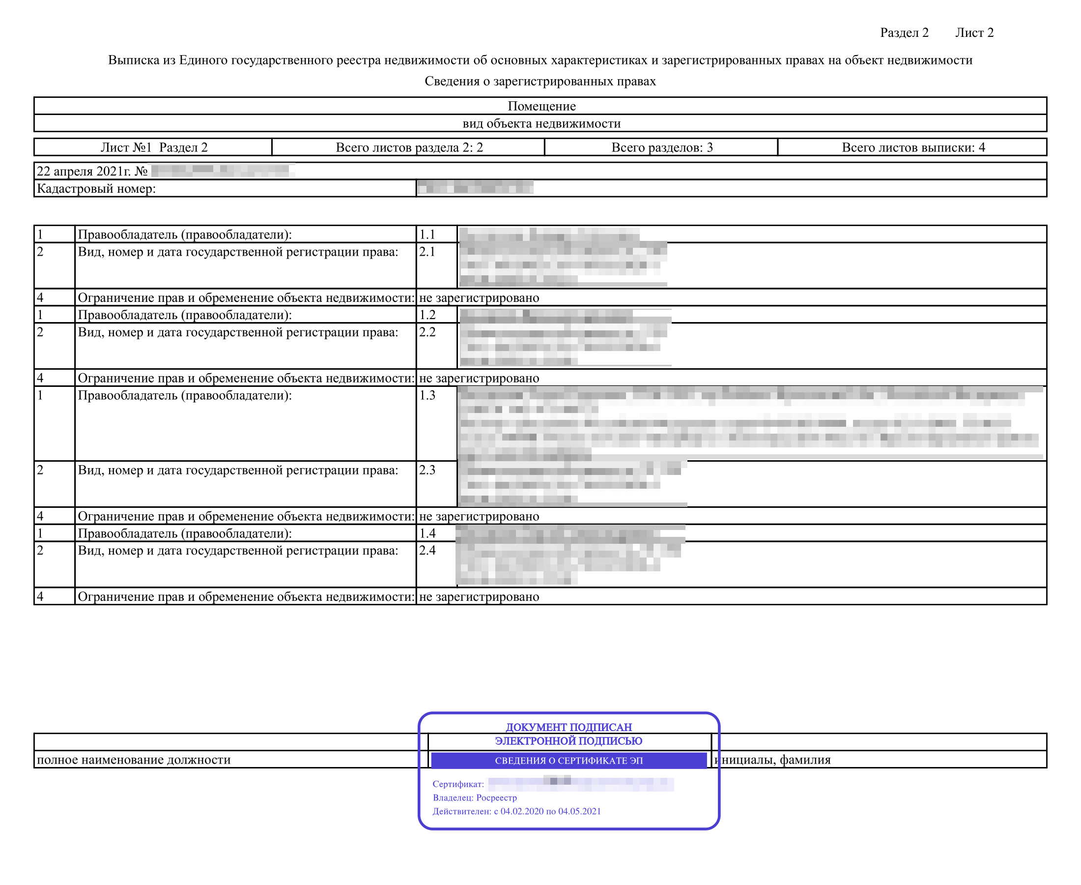 Вот так выглядит электронная выписка из ЕГРН об основных характеристиках и зарегистрированных правах на объект недвижимости, если ее заказал собственник