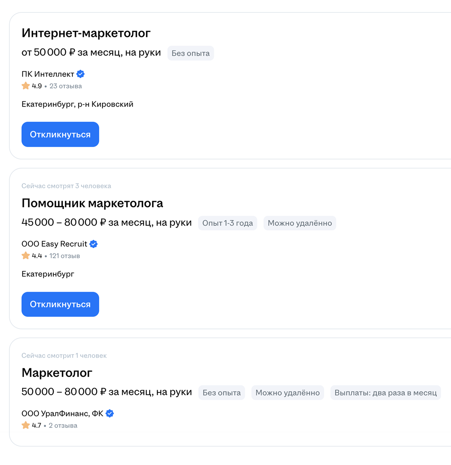 Средний уровень зарплат маркетологов — 65 000 ₽