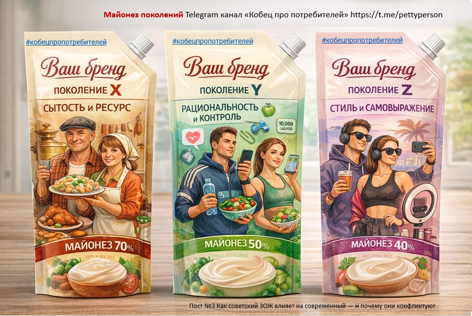 Концепт майонез для разных поколений