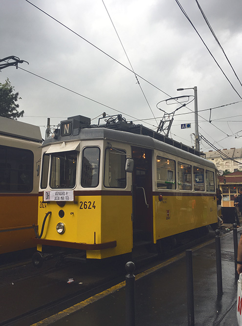 Трамваи в Будапеште желтого цвета