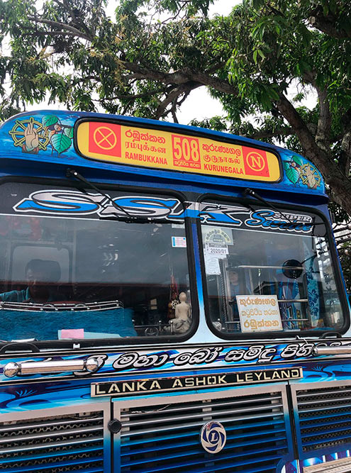 Над лобовым стеклом в каждом автобусе есть табличка с пунктом отправления, назначения и номером трассы, по которой следует автобус