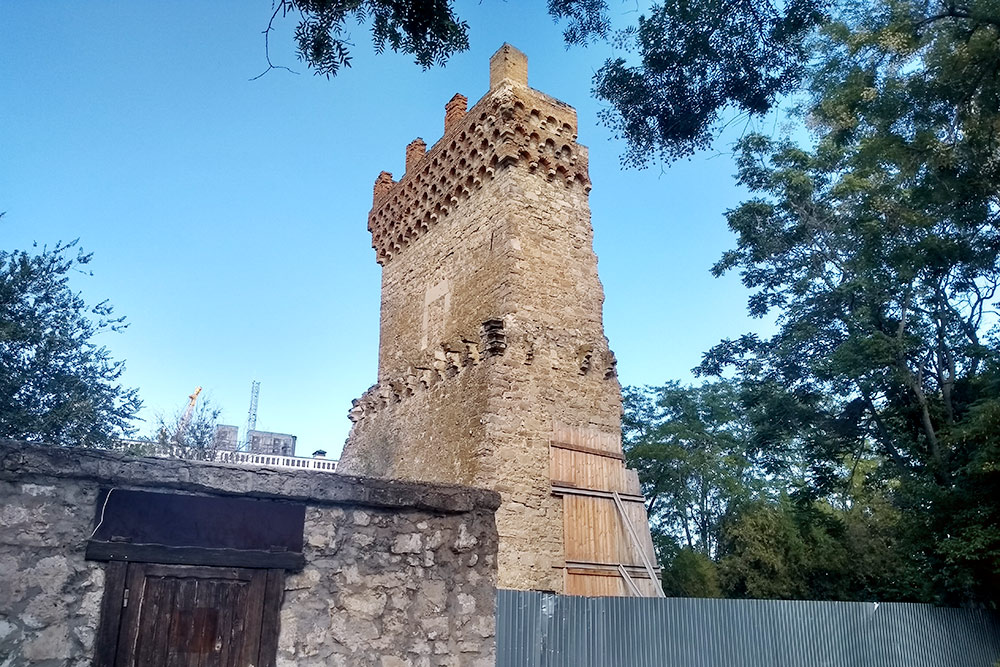 Средневековая башня находится в центре города, но ее не сразу видно из⁠-⁠за деревьев