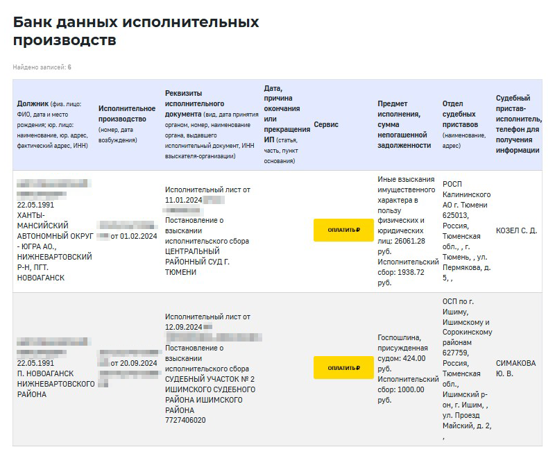 Если судебный процесс окончен и приставы получили исполнительный лист, то информация о ходе исполнительного производства будет доступна к просмотру