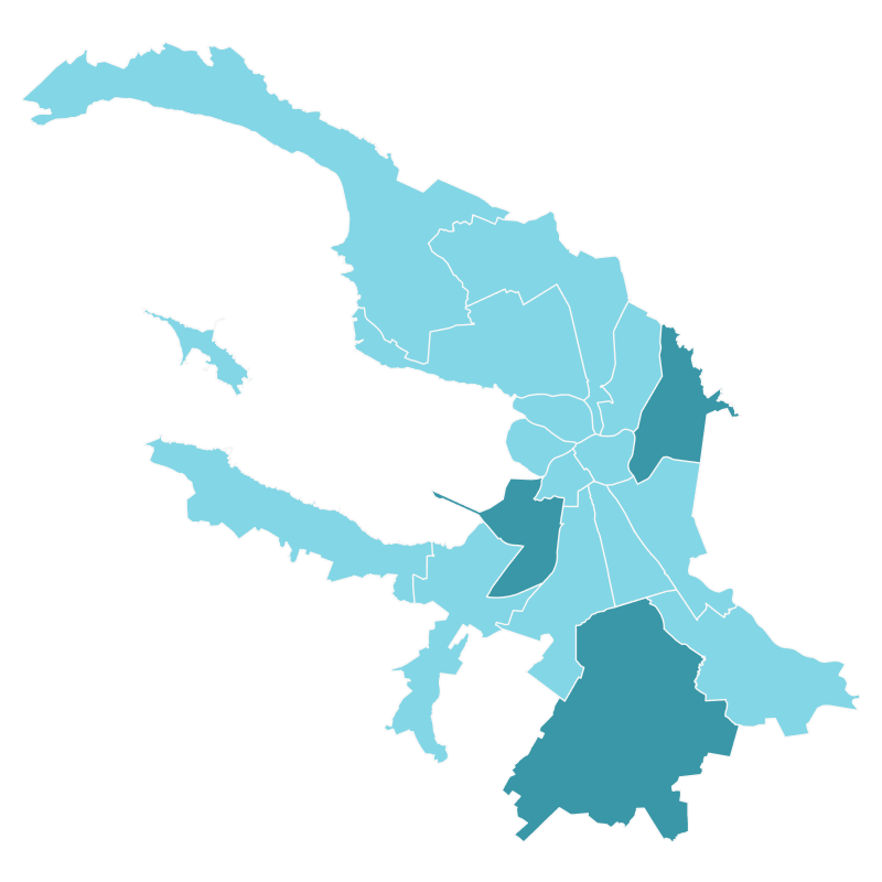 Районы: Красногвардейский, Пушкинский, Кировский